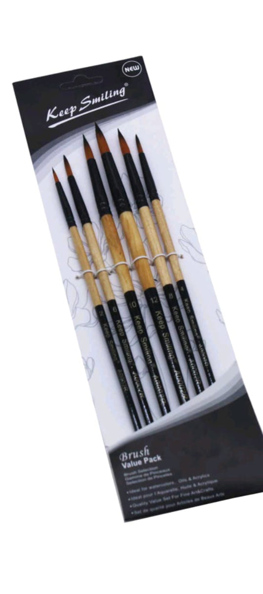 6Pc Art Brush Round A0002R