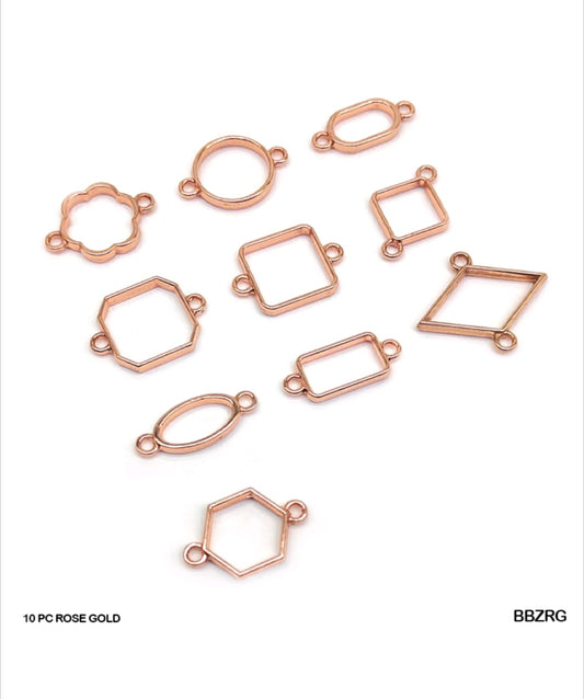 Unique Strokes DIY Metal Imitation / Embellishment 10Pc Mix Shape for Rakhi and Bracelet Rose Gold BBZRG