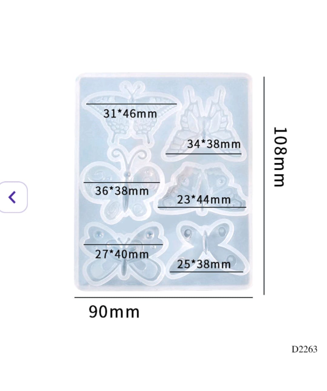 D2263 Resin Mold Butterfly 108mm*90mm